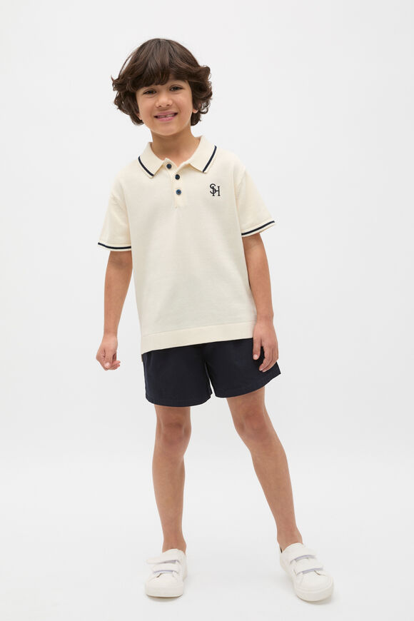 Heritage Knit Polo  Coconut Cream  hi-res