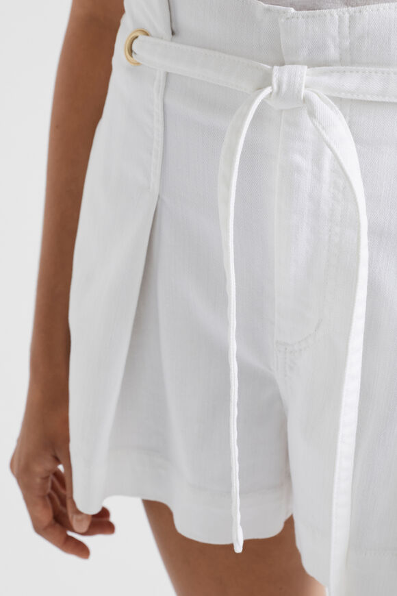 Denim Paperbag Eyelet Short  White  hi-res