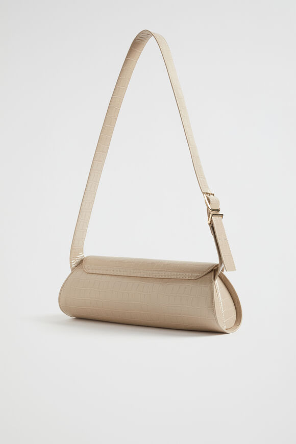 Structured Shoulder Bag  Champagne Beige Croc  hi-res