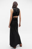 Linen Ruched Side Maxi Dress  Black  hi-res