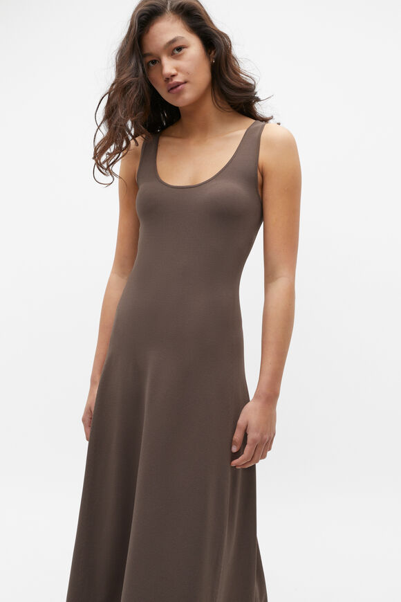 Compact Crepe Knit Flared Dress  Affogato  hi-res