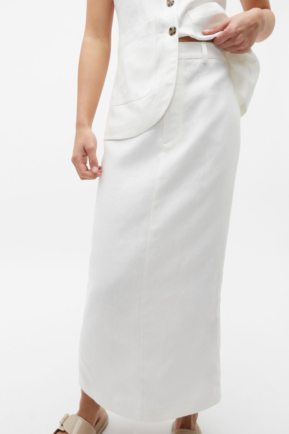 Linen Maxi Cargo Skirt  Cloud Cream