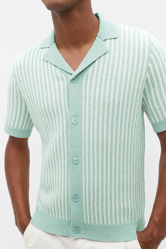 Textured Button Down Knit  Seafoam  hi-res