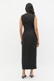 Linen Button Through Midi Dress  Black  hi-res