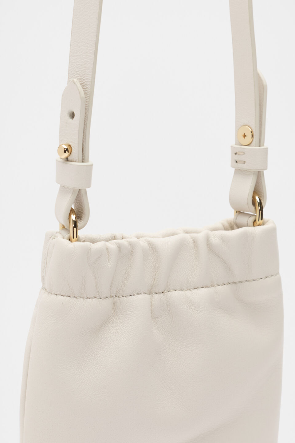 Leather Rouched Crossbody  Cream