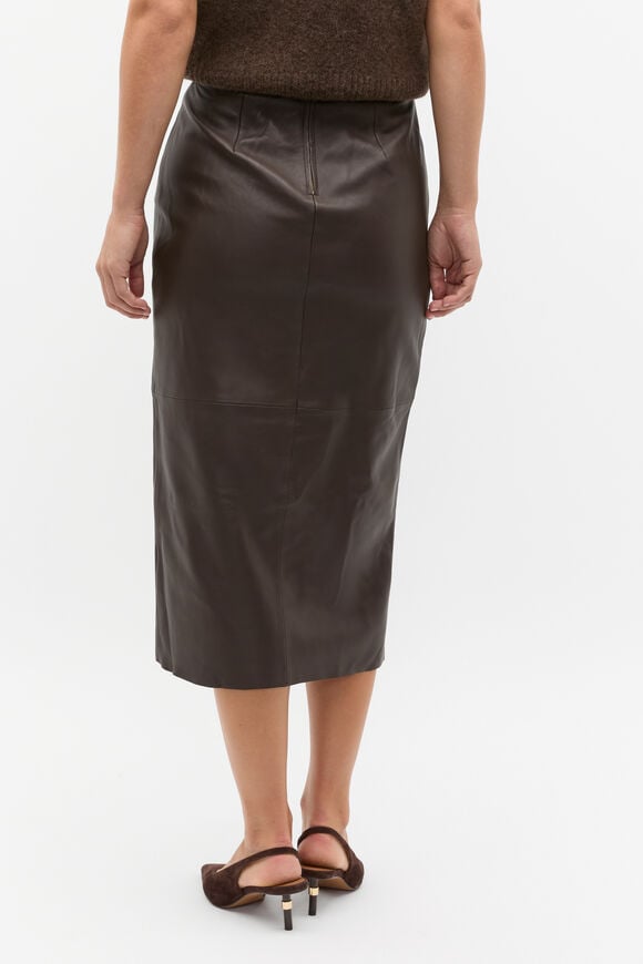 Leather Wrap Front Skirt  Dark Espresso  hi-res