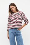 Oversized Stripe Top  Plum Red Stripe  hi-res
