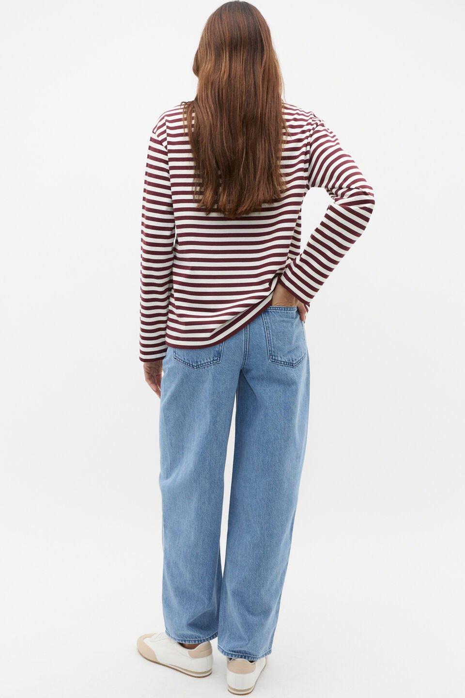 Oversized Stripe Top  Plum Red Stripe