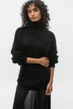 Longline Rib Roll Neck Knit  Black  hi-res