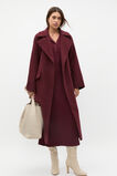 Wool Blend Lapel Coat  Plum Red  hi-res
