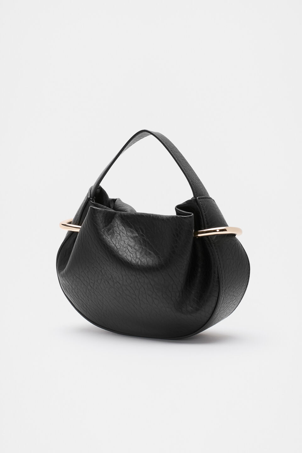 Textured Mini Round Handbag  Black