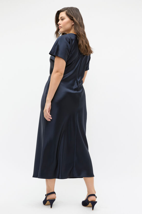 Satin Knot Front Dress  Twilight Blue  hi-res