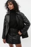 Leather Cropped Trench Coat  Black  hi-res