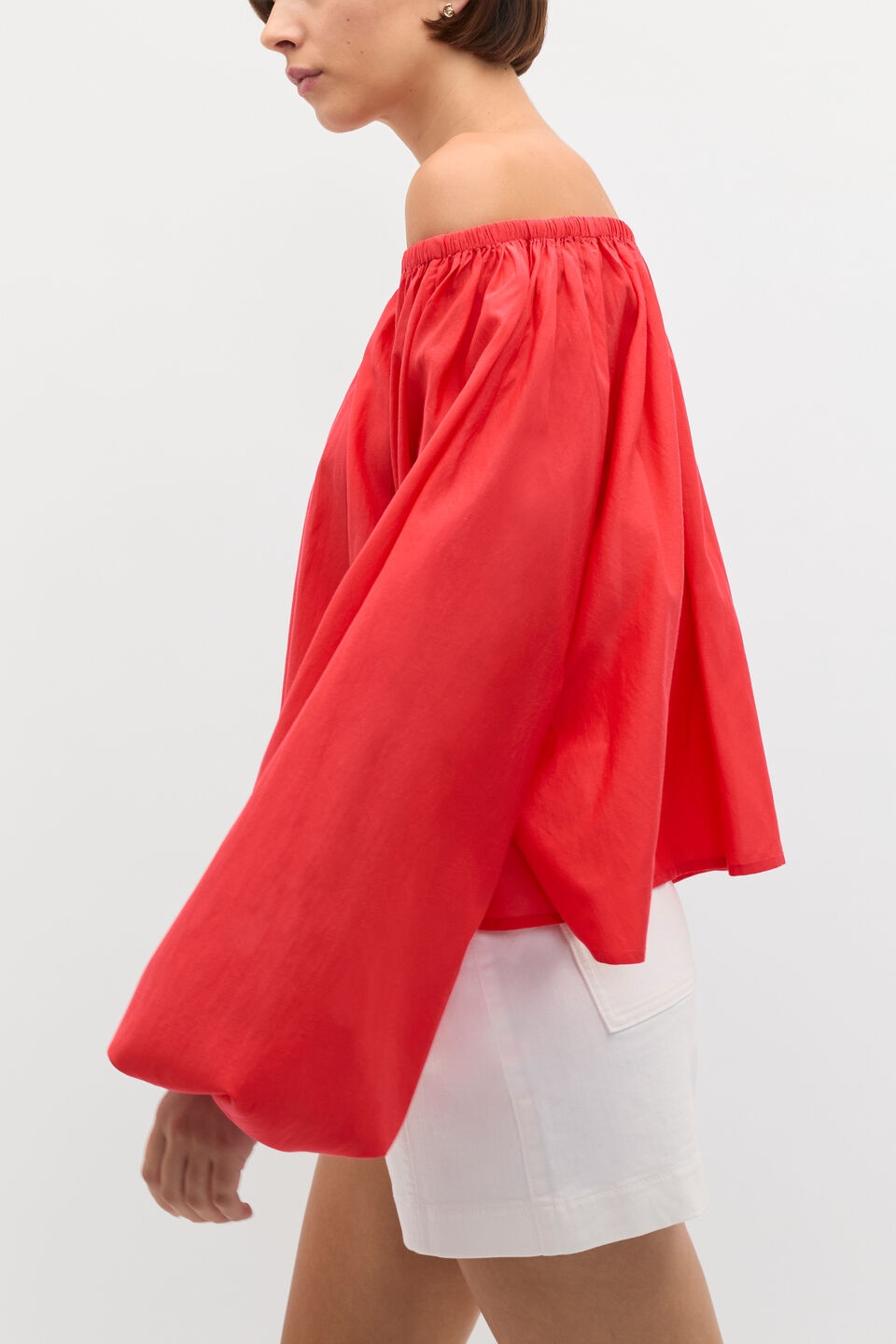 Voile Scoop Neck Blouse  Electric Crimson