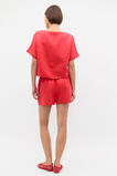 Linen Wave Scallop Boxy Tee  Electric Crimson  hi-res