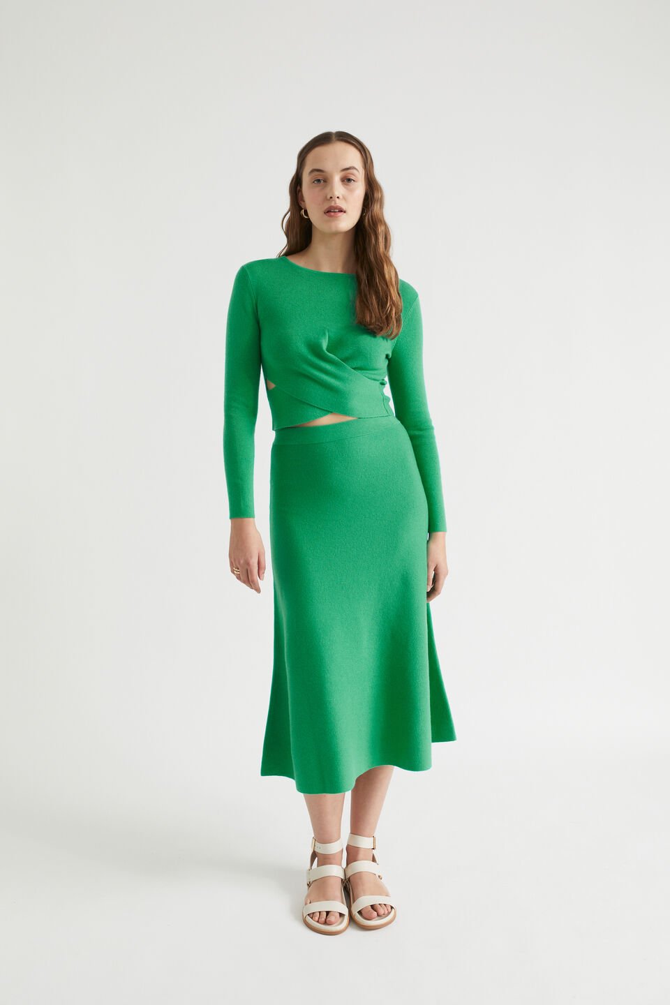 Cut Out Knit Sweater  Bright Mint