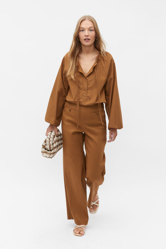 Tie Detail Poplin Blouse  Cinnamon Spice  hi-res
