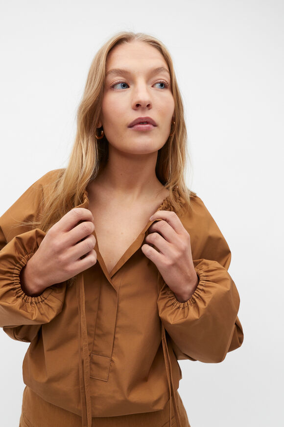 Tie Detail Poplin Blouse  Cinnamon Spice  hi-res
