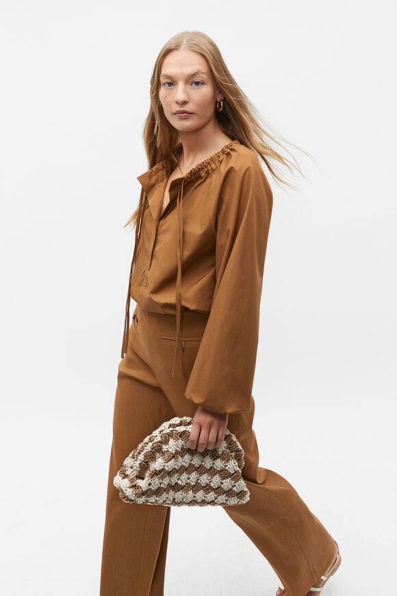 Tie Detail Poplin Blouse  Cinnamon Spice  hi-res