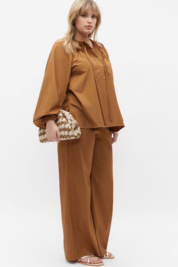 Tie Detail Poplin Blouse  Cinnamon Spice  hi-res
