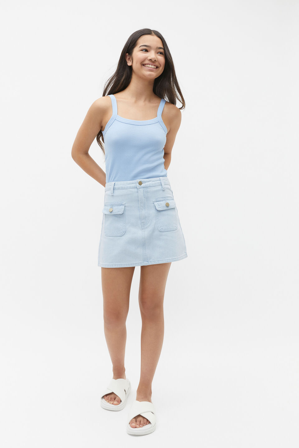 Strap Rib Tank  Sky Blue