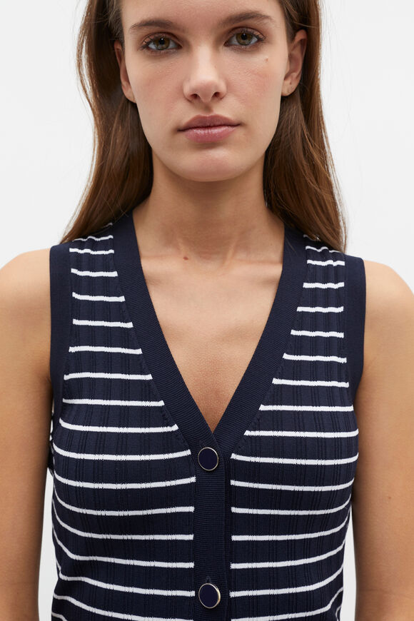 Stripe Rib Knit Button Midi Dress  Midnight Sky Stripe  hi-res