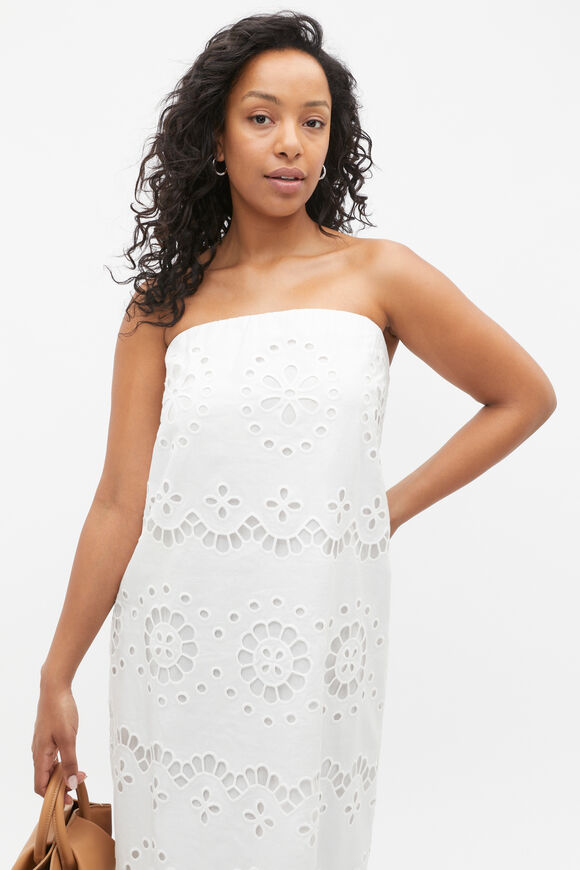 Scallop Broderie Strapless Midi Dress  Whisper White  hi-res