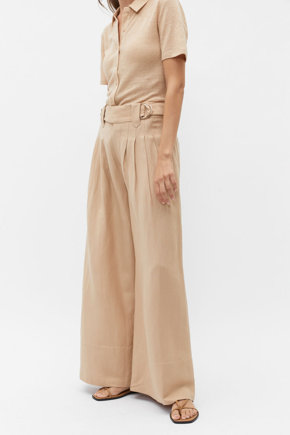 D Ring Pleat Pant  Nougat