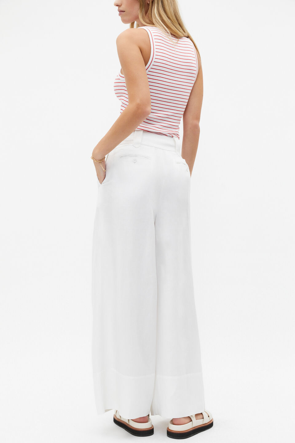 D Ring Pleat Pant  Whisper White