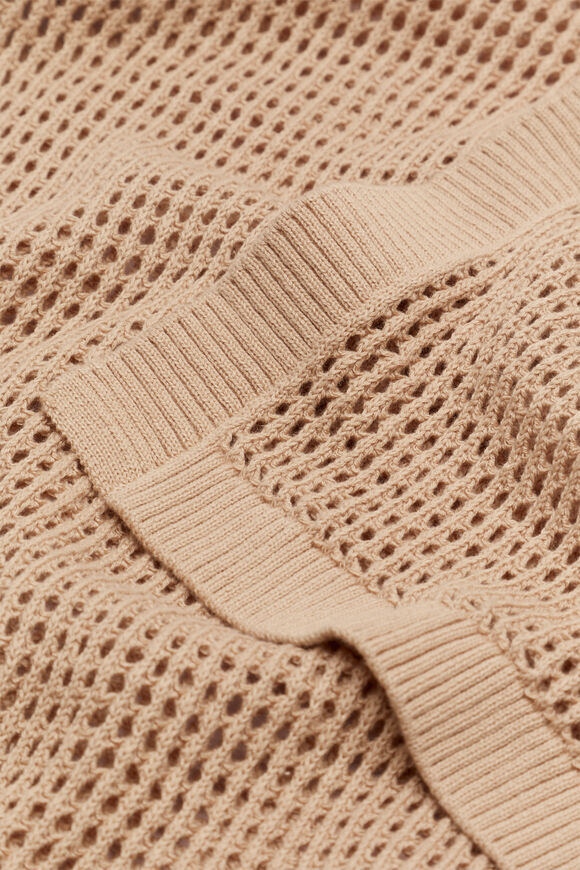 Open Crochet Knit Poncho  Nougat  hi-res