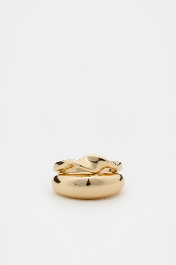 Sculptural Twist Ring Set  Gold  hi-res