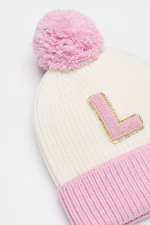Colourblock Initial Beanie  L  hi-res