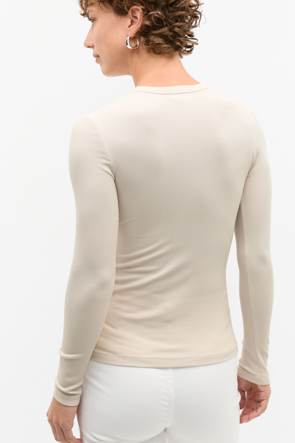 Core Rib Crew Neck Top  Oat