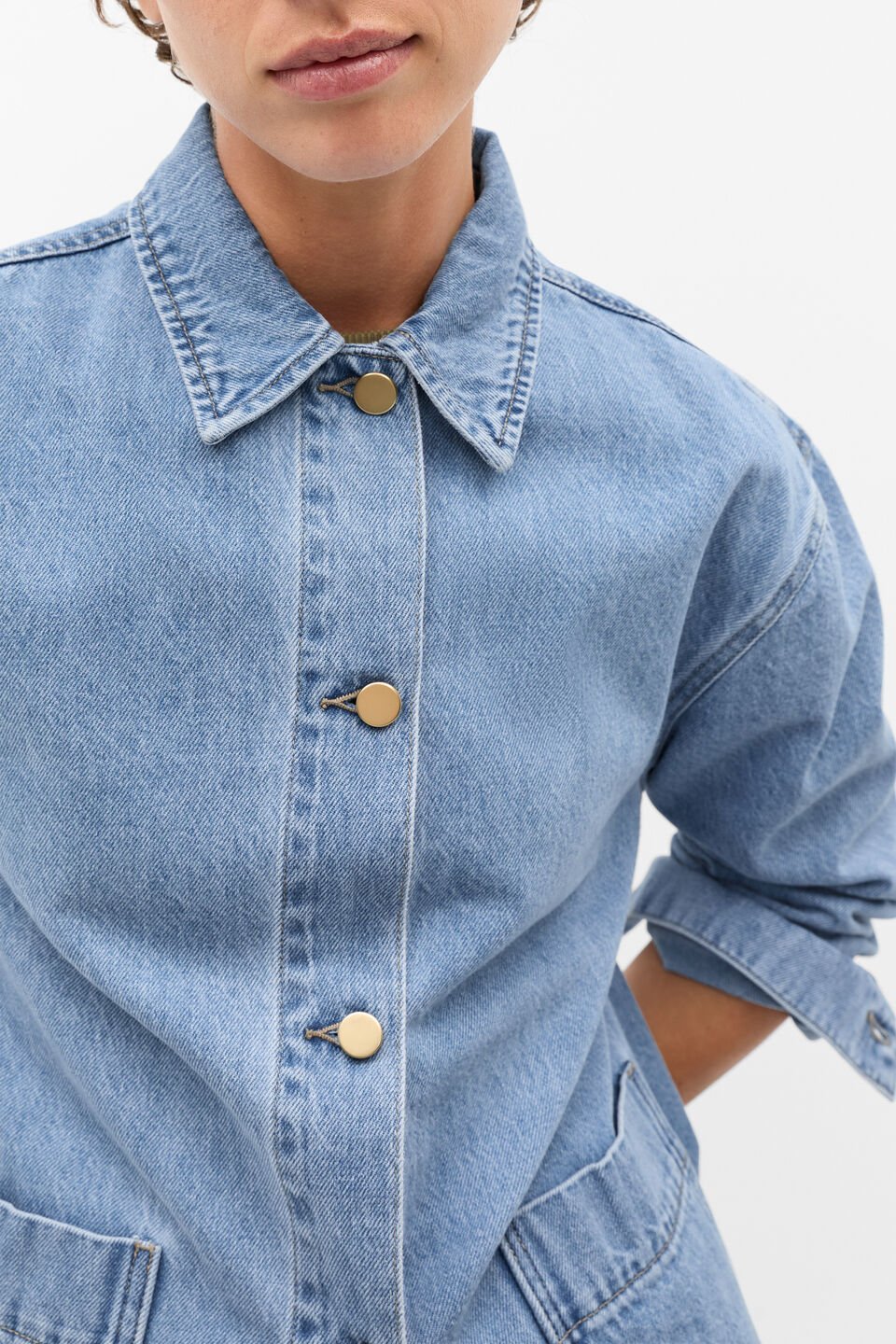 Denim Pocket Shacket  Mist Blue Wash