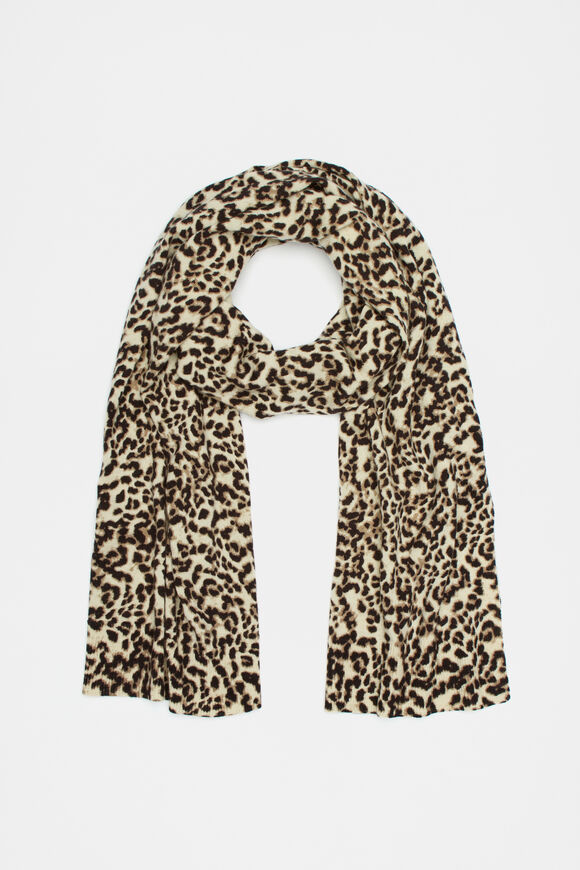 Print Merino Knit Scarf  Animal Print  hi-res