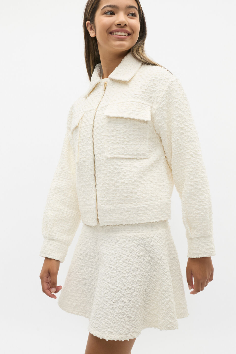 Boucle Tweed Jacket  Light Cream
