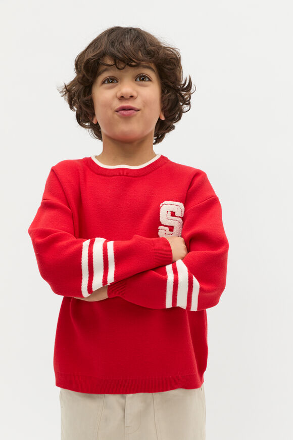 Sports Stripe Knit  Chilli Red  hi-res