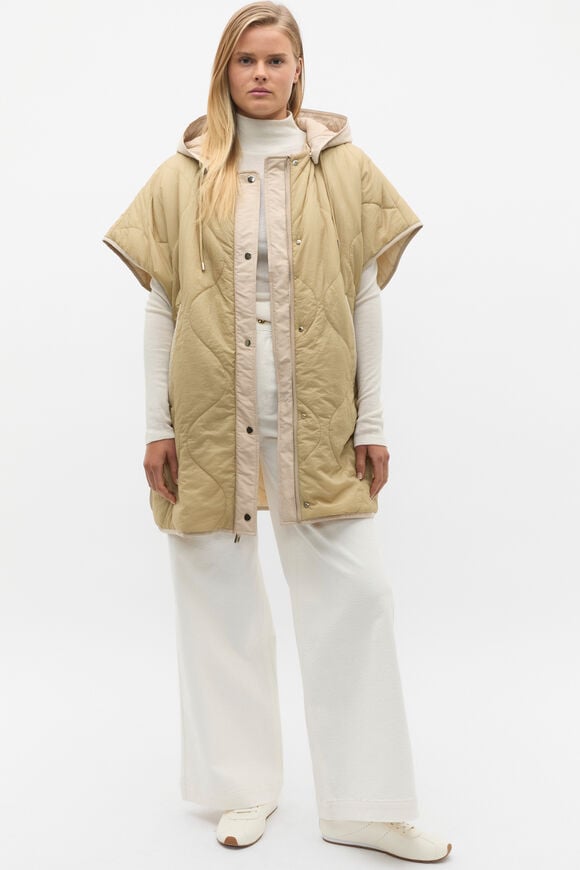 Quilted Reversible Poncho  Cashew  hi-res