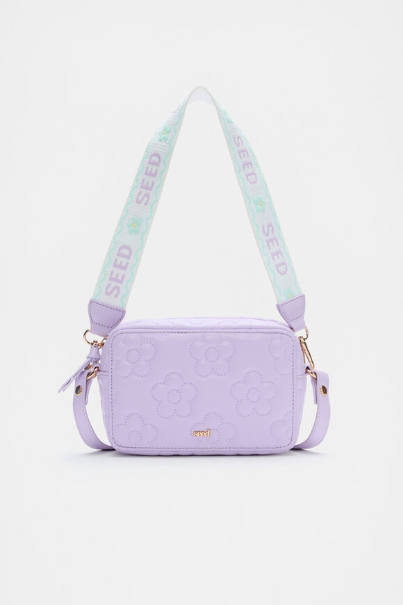 Flower Embroidered Camera Bag  Lavender  hi-res