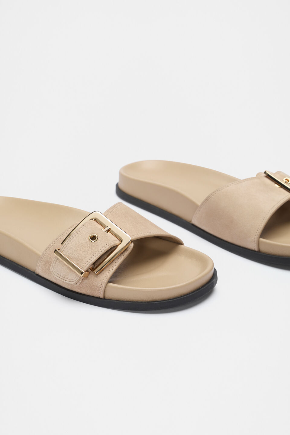 Asher Buckle Slide  Iced Latte Suede