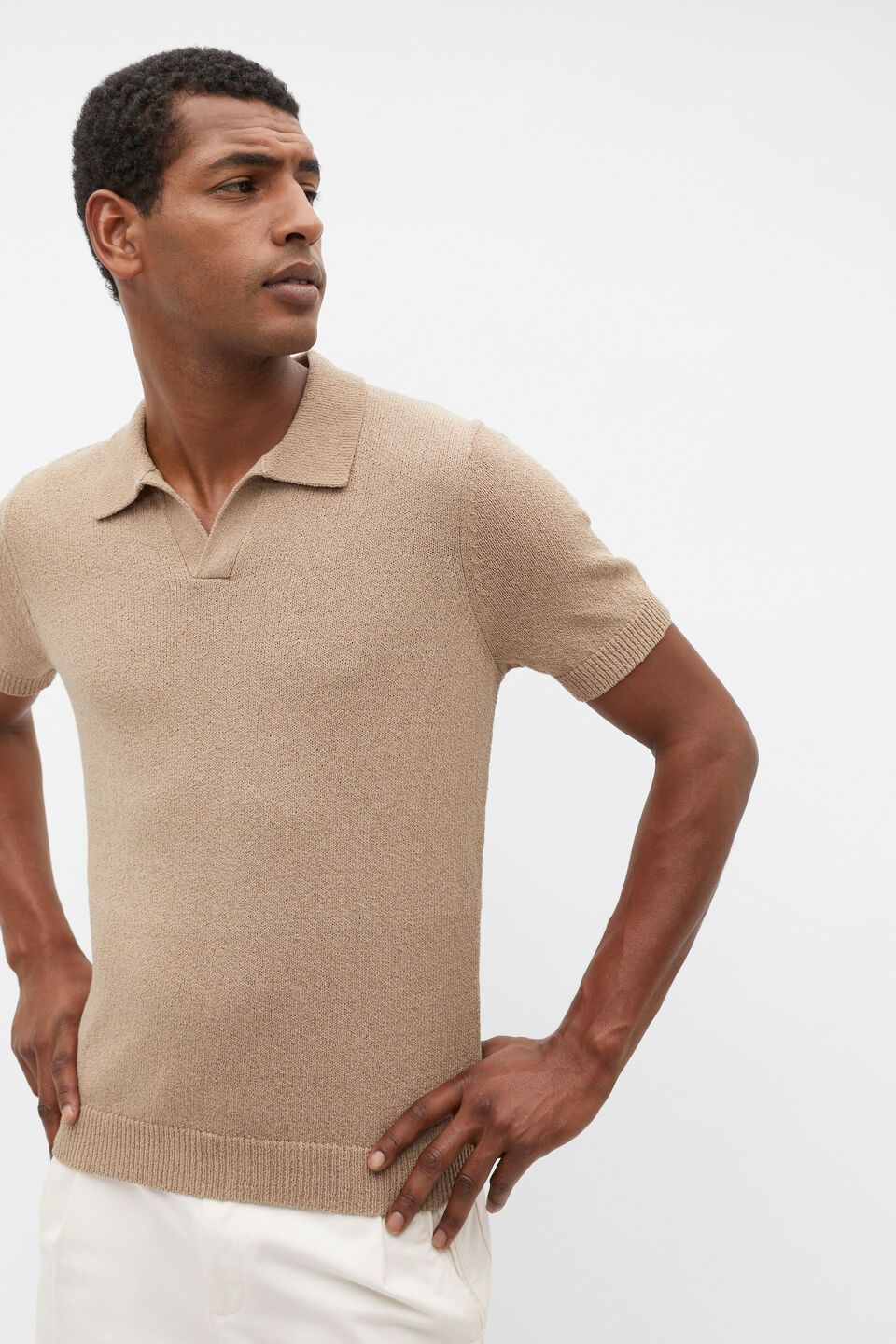 Textured Trophy Polo  Hazelnut