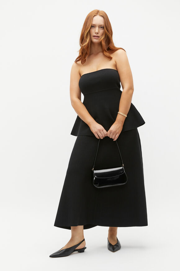 Crepe Knit Strapless Top  Black  hi-res