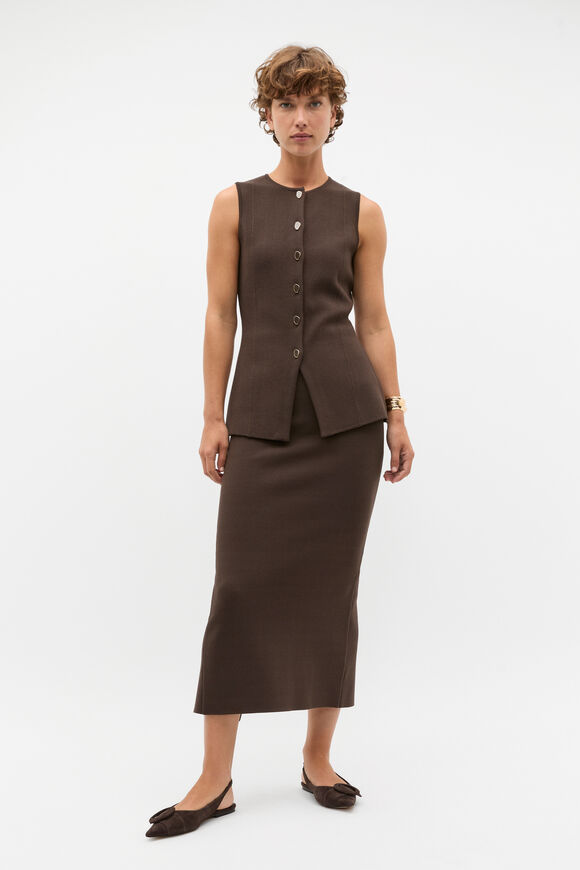 Milano Crepe Knit Vest  Dark Espresso  hi-res