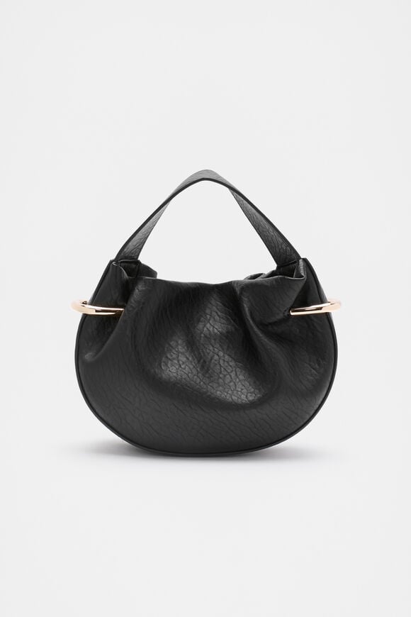 Textured Mini Round Handbag  Black  hi-res