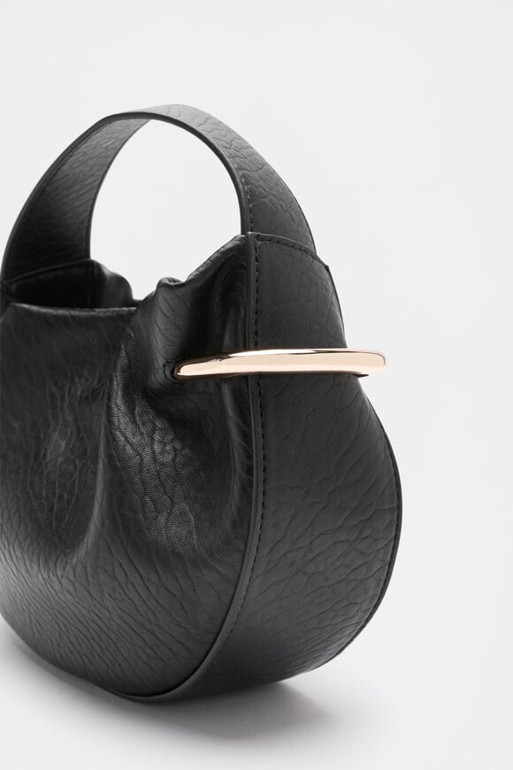 Textured Mini Round Handbag  Black  hi-res