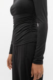 Ruched Long Sleeve Top  Black  hi-res