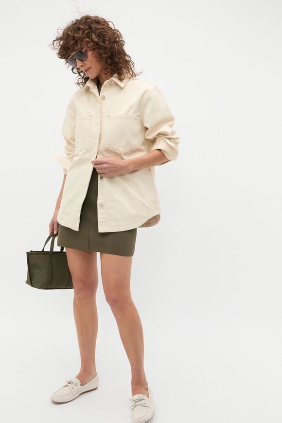 Crepe Knit Seam Detail Skirt  Olive Leaf  hi-res