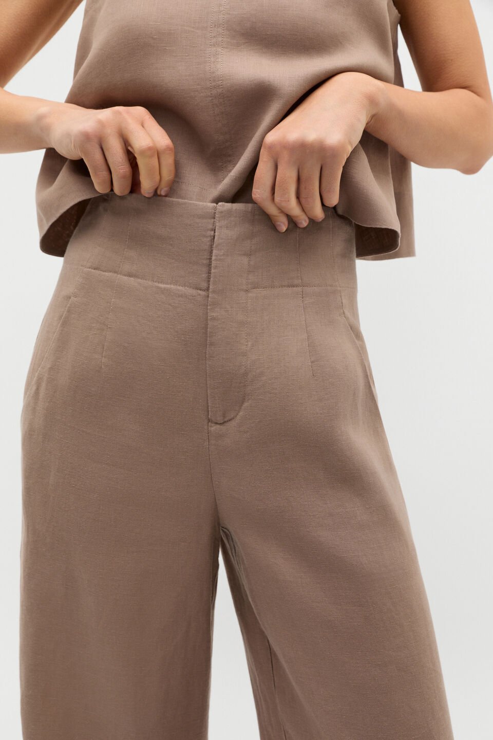 Core Linen Waisted Pant  Nutmeg
