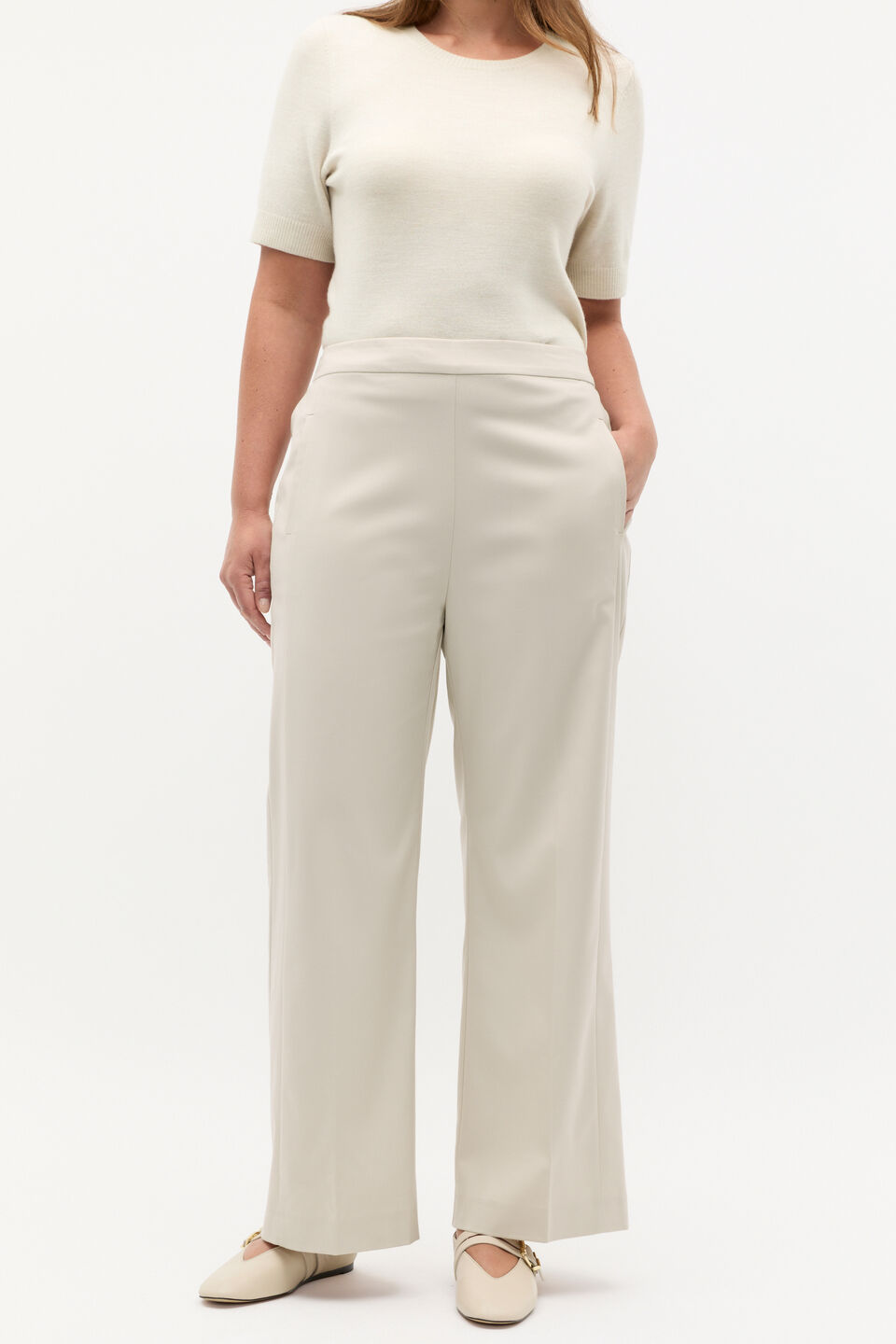Elasticated Wide Leg Pant  Oat