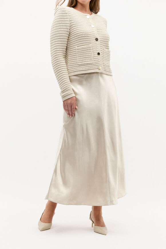 Crochet Knit Cardigan  Oat  hi-res